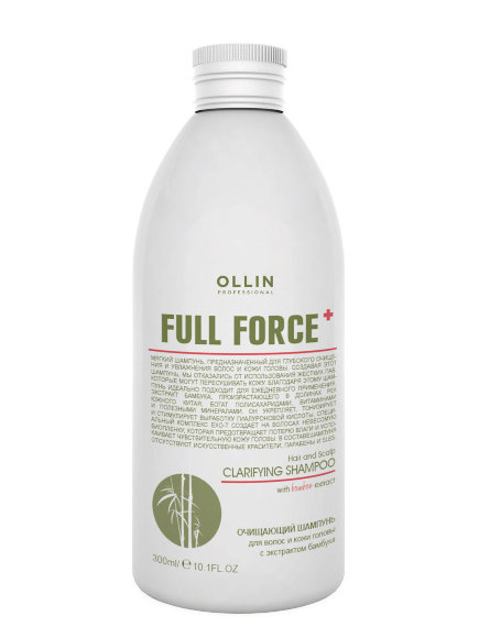 OLLIN PROFESSIONAL ШАМПУНЬ очищающий для волос и кожи головы Full Force With Bomboo Extract - 300 мл