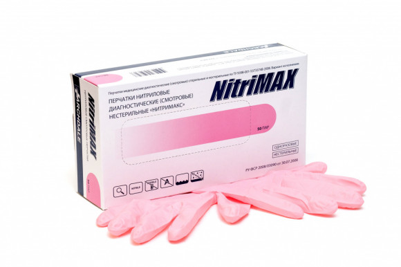 CHISTOVIE ПЕРЧАТКИ нитриловые розовые NitriMax "M" - 100 шт