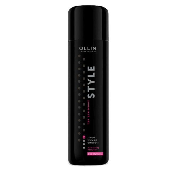 OLLIN PROFESSIONAL ЛАК для волос ультрасильной фиксации без отдушки Style - 250 мл