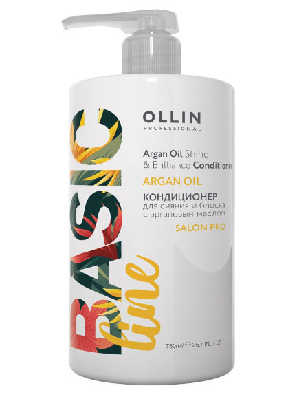 OLLIN PROFESSIONAL КОНДИЦИОНЕР для сияния и блеска волос Basic Line Argan Oil - 750 мл