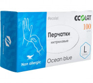 ПЕРЧАТКИ Голубой  нитрил L Ecolat 100 шт/упк 609-290
