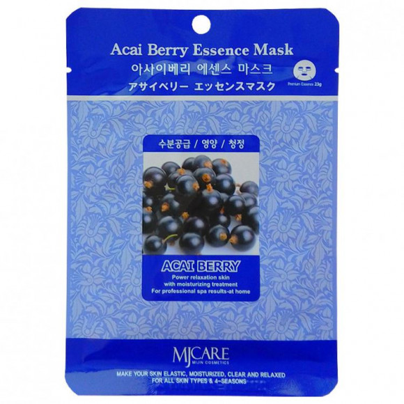 KOREA ACAI BERRY ESSENCE MASK Тканевая маска  д/лица с экстрактом ягод асаи 23г