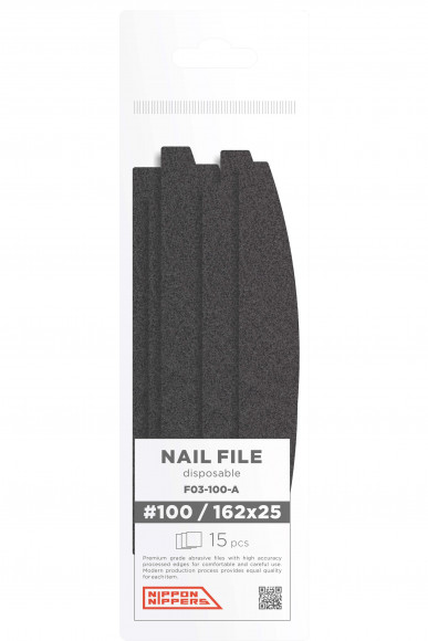 NIPPON NIPPERS Файлы сменные одноразовые, абразив 100, карбид-кремния, 15 шт., полуовал. Размер 162x25 мм.