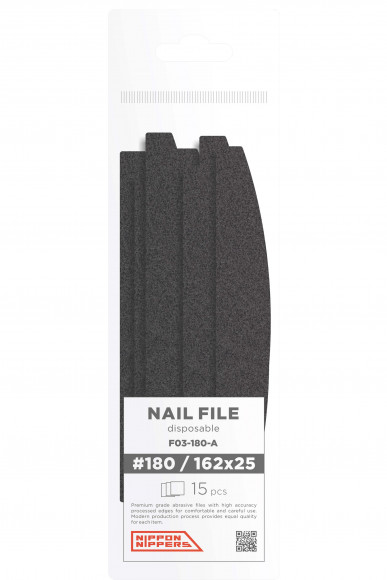NIPPON NIPPERS Файлы сменные одноразовые, абразив 180, карбид-кремния, 15 шт., полуовал.  Размер 162x25 мм.
