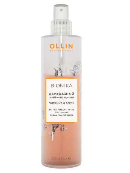 OLLIN PROFESSIONAL СПРЕЙ-КОНДИЦИОНЕР двухфазный для питания и блеска волос Bionika Nutrition And Shine - 250 мл