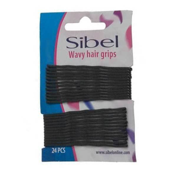 SIBEL НЕВИДИМКИ для волос волнистые 70 мм чёрные - 24 шт