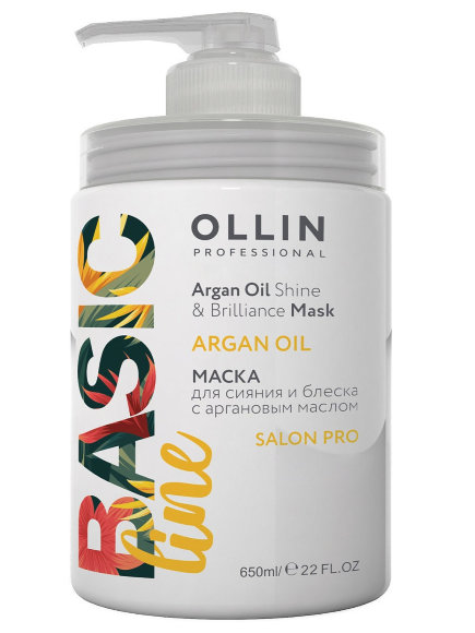 OLLIN PROFESSIONAL МАСКА для сияния и блеска волос Basic Line Argan Oil - 650 мл