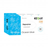 ПЕРЧАТКИ Голубой нитрил M Ecolat 100 шт/упк 609-291
